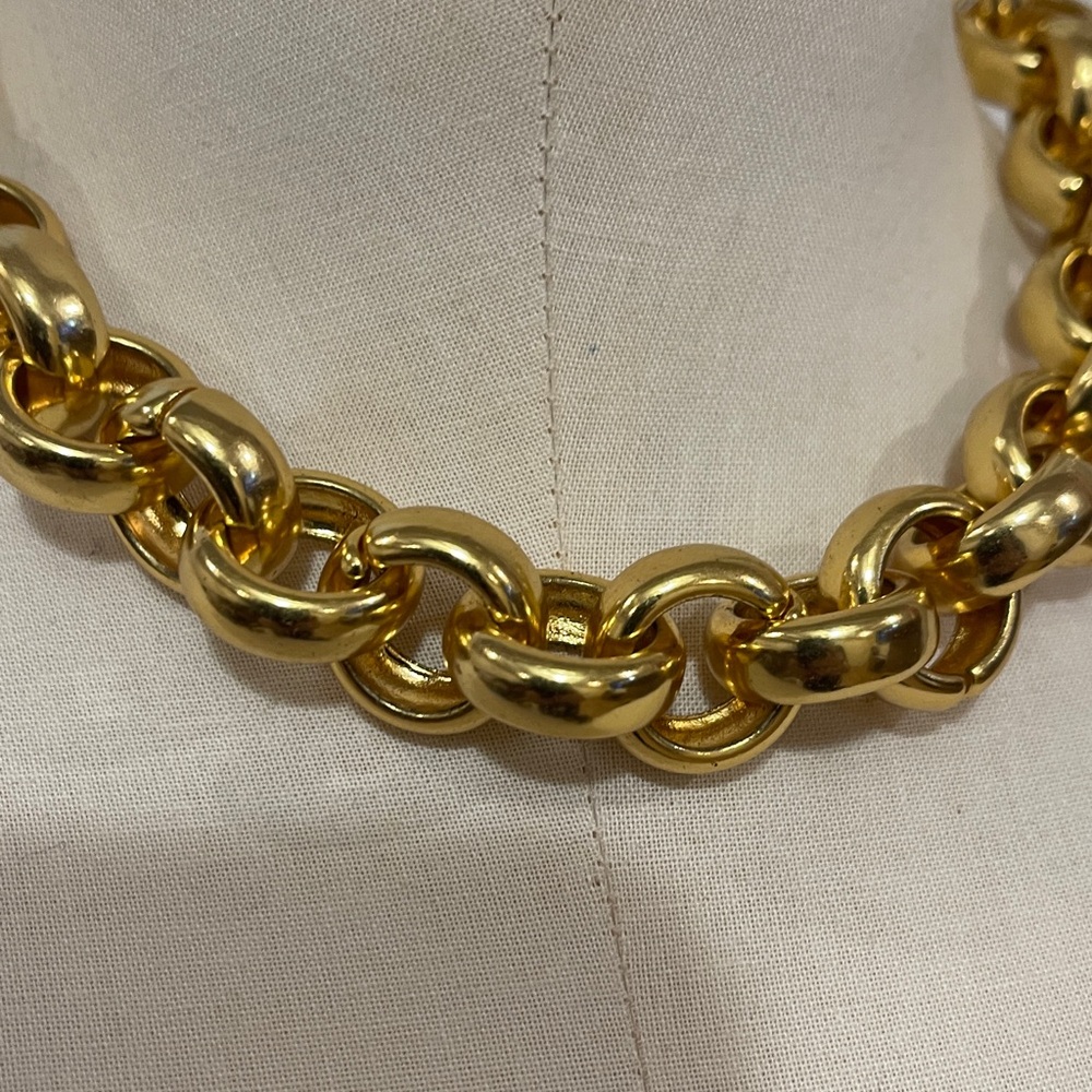 Gold Chunky Chain Statement Necklace - Women Jewelry 16” - Picture 2 of 4